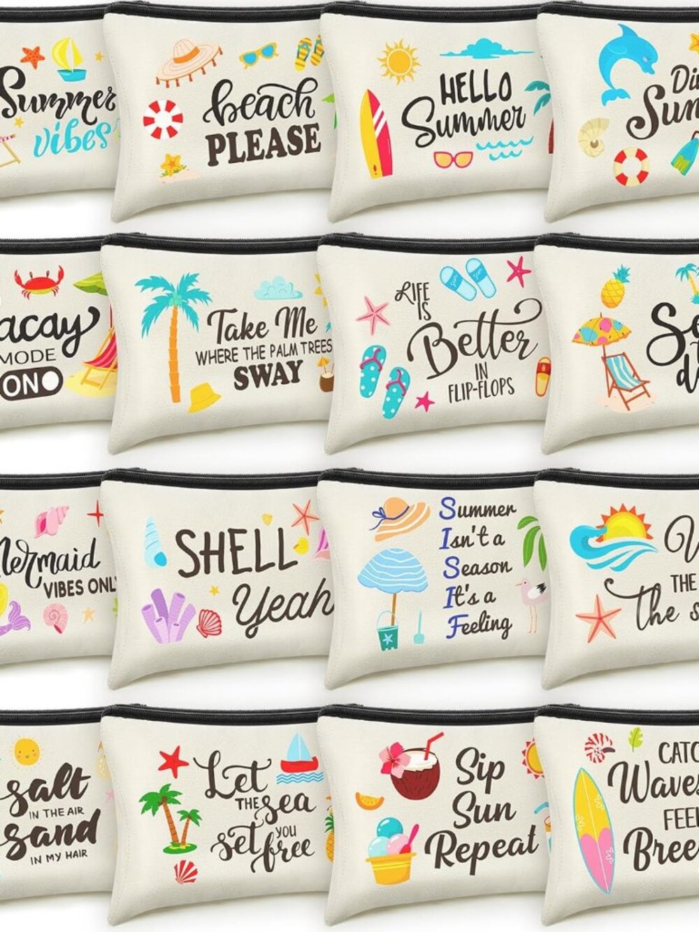 One Piece Random Design Beach Makeup Bag Summer Cosmetic Bag Bulk with Zipper